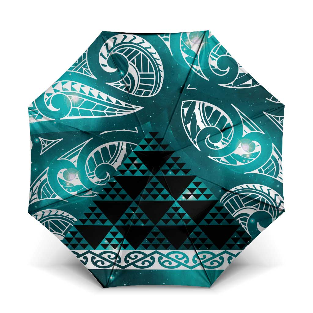 Matariki New Zealand Umbrella NZ Niho Taniwha Maori New Year Cyan Galaxy