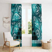 Matariki New Zealand Window Curtain NZ Niho Taniwha Maori New Year Cyan Galaxy