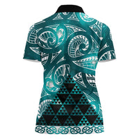 Matariki New Zealand Women Polo Shirt NZ Niho Taniwha Maori New Year Cyan Galaxy LT14 - Polynesian Pride