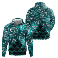 Matariki New Zealand Zip Hoodie NZ Niho Taniwha Maori New Year Cyan Galaxy