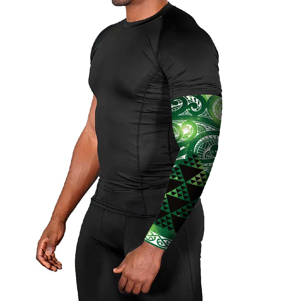 Matariki New Zealand Arm Sleeves NZ Niho Taniwha Maori New Year Green Galaxy LT14 - Polynesian Pride