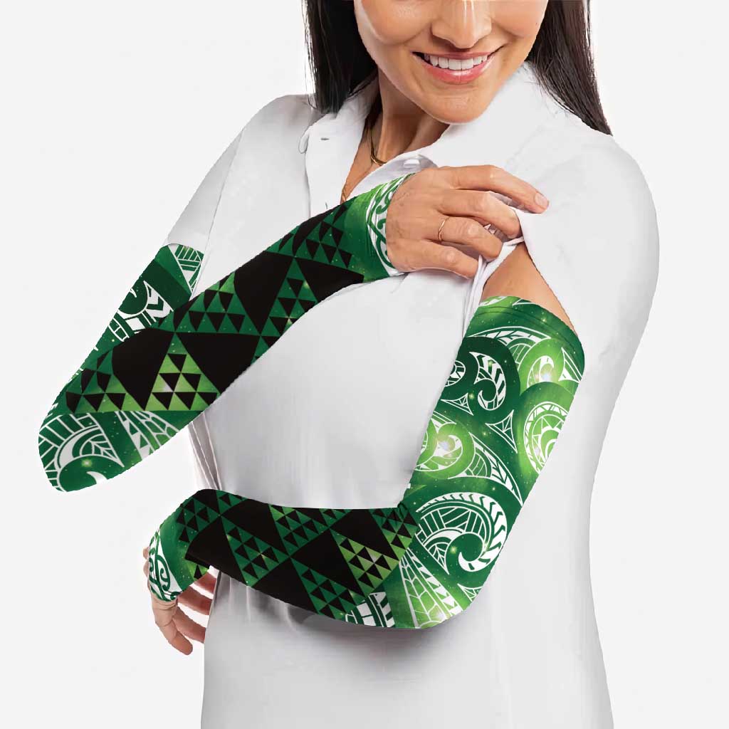 Matariki New Zealand Arm Sleeves NZ Niho Taniwha Maori New Year Green Galaxy LT14 - Polynesian Pride