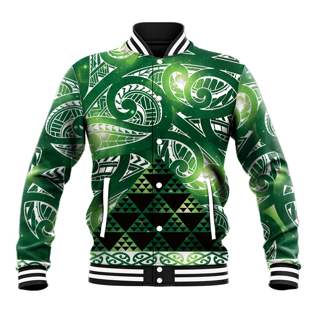 Matariki New Zealand Baseball Jacket NZ Niho Taniwha Maori New Year Green Galaxy