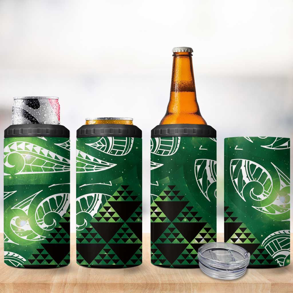 Matariki New Zealand 4 in 1 Can Cooler Tumbler NZ Niho Taniwha Maori New Year Green Galaxy