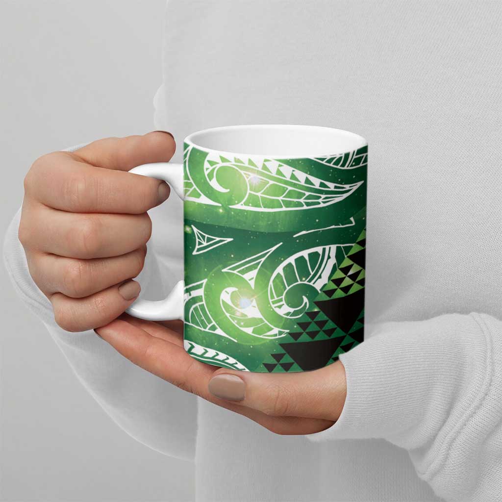 Matariki New Zealand Ceramic Mug NZ Niho Taniwha Maori New Year Green Galaxy