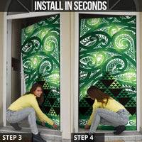 Matariki New Zealand Door Cover NZ Niho Taniwha Maori New Year Green Galaxy