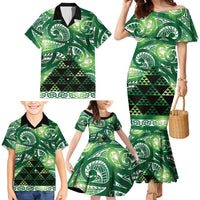 Matariki New Zealand Family Matching Mermaid Dress and Hawaiian Shirt NZ Niho Taniwha Maori New Year Green Galaxy LT14 - Polynesian Pride