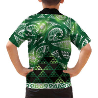 Matariki New Zealand Family Matching Summer Maxi Dress and Hawaiian Shirt NZ Niho Taniwha Maori New Year Green Galaxy LT14 - Polynesian Pride