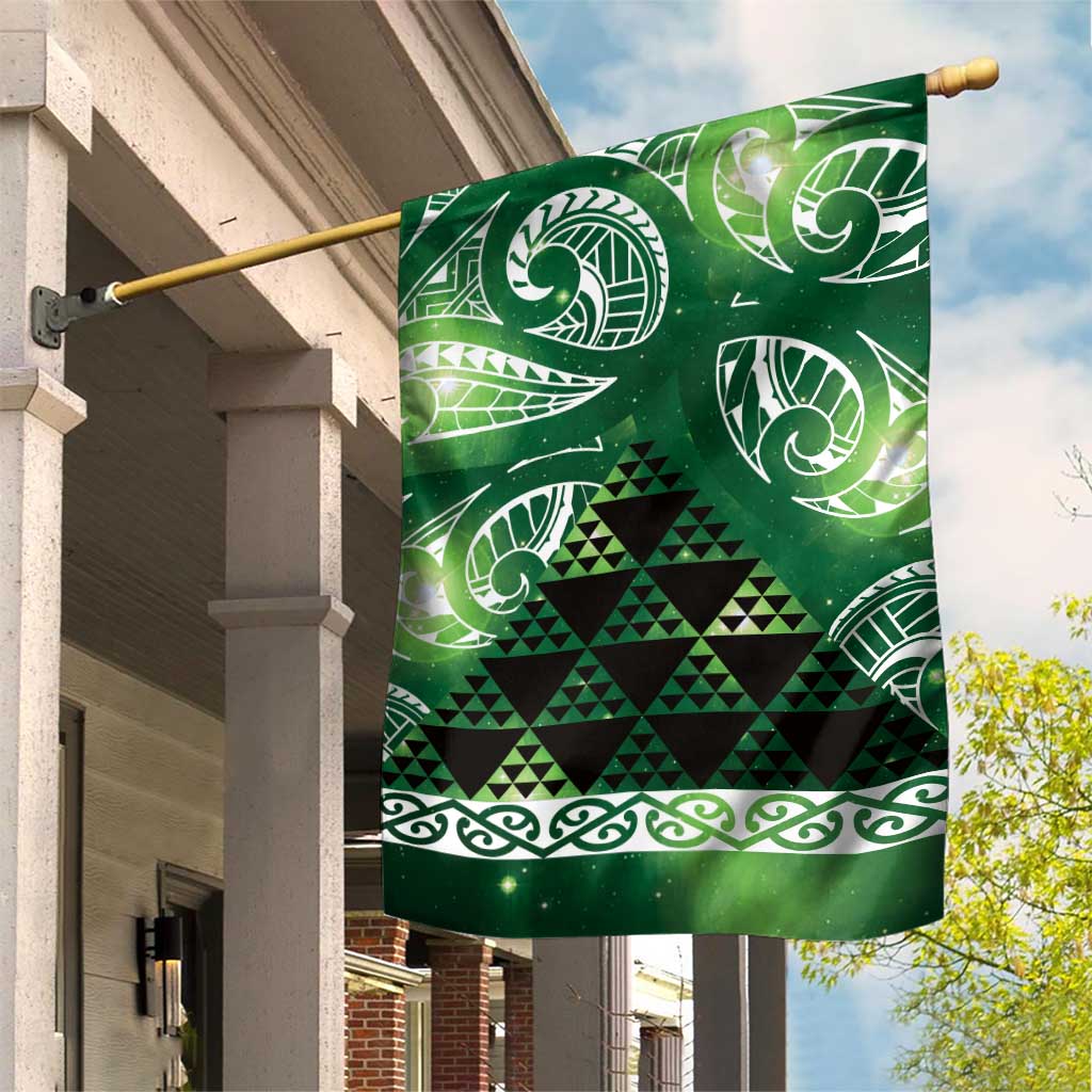 Matariki New Zealand Garden Flag NZ Niho Taniwha Maori New Year Green Galaxy