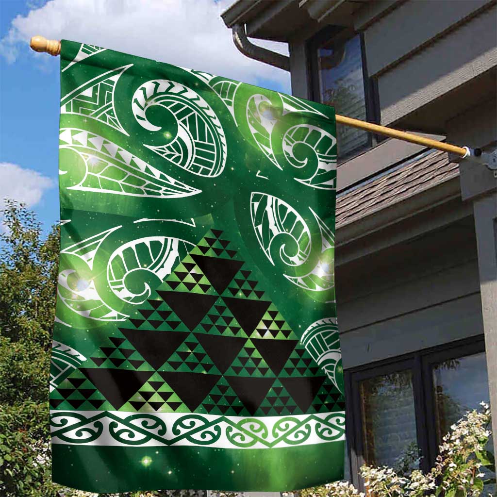 Matariki New Zealand Garden Flag NZ Niho Taniwha Maori New Year Green Galaxy