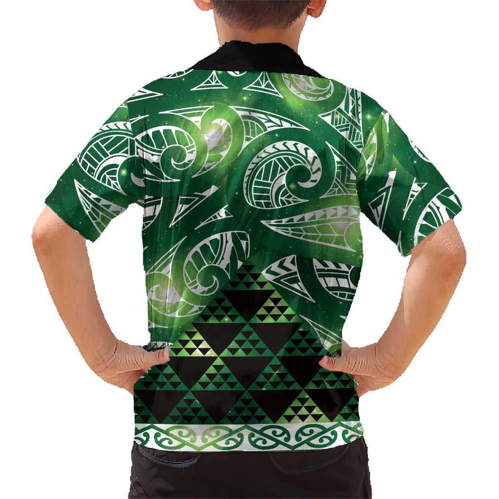 Matariki New Zealand Hawaiian Shirt NZ Niho Taniwha Maori New Year Green Galaxy