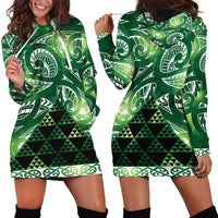 Matariki New Zealand Hoodie Dress NZ Niho Taniwha Maori New Year Green Galaxy LT14 - Polynesian Pride