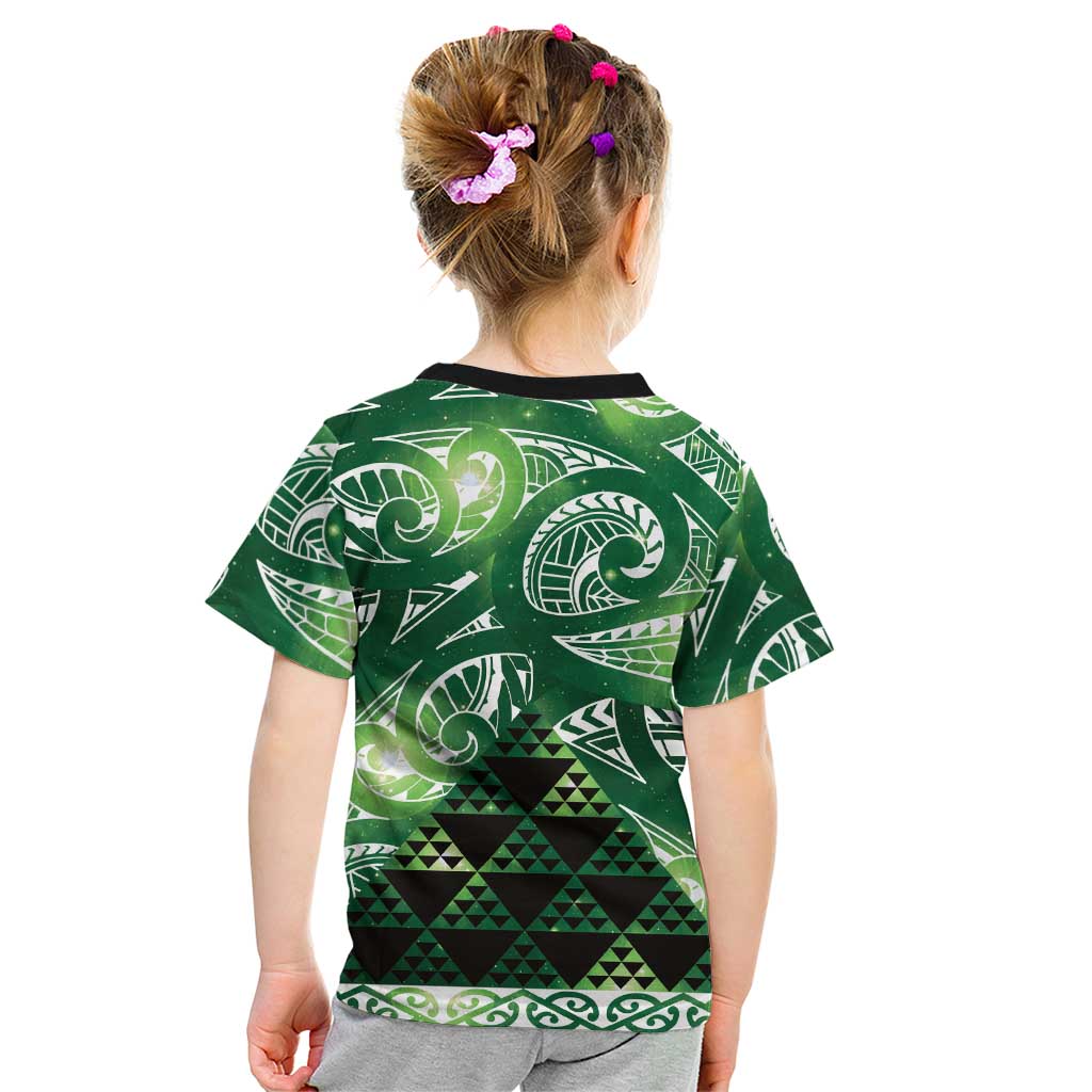 Matariki New Zealand Kid T Shirt NZ Niho Taniwha Maori New Year Green Galaxy