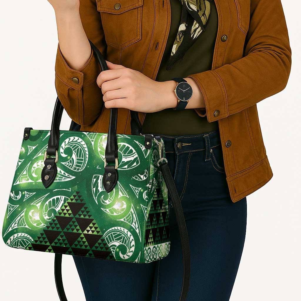 Matariki New Zealand Leather Bag NZ Niho Taniwha Maori New Year Green Galaxy