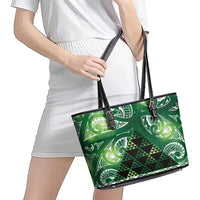 Matariki New Zealand Leather Tote Bag NZ Niho Taniwha Maori New Year Green Galaxy