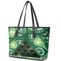 Matariki New Zealand Leather Tote Bag NZ Niho Taniwha Maori New Year Green Galaxy