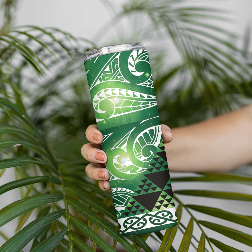 Matariki New Zealand Skinny Tumbler NZ Niho Taniwha Maori New Year Green Galaxy LT14 - Polynesian Pride
