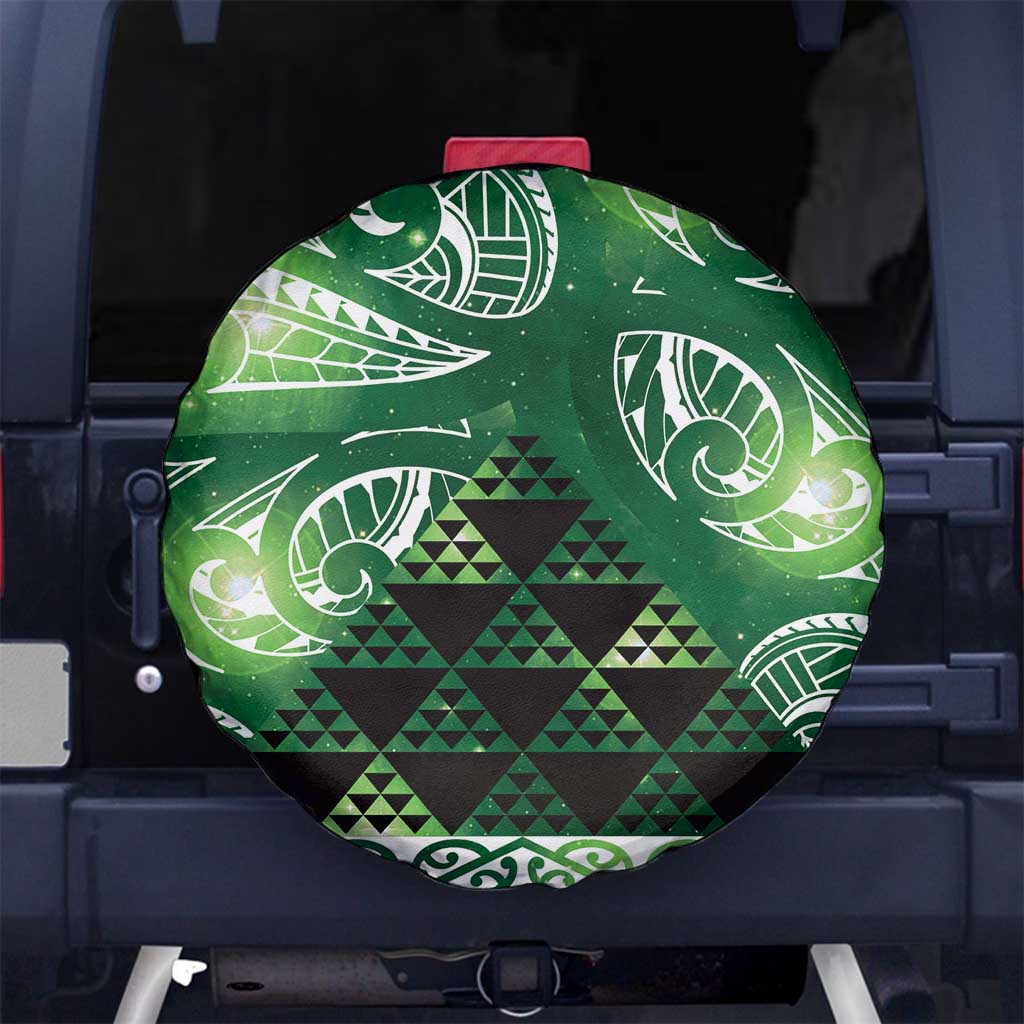 Matariki New Zealand Spare Tire Cover NZ Niho Taniwha Maori New Year Green Galaxy LT14 No hole Green - Polynesian Pride