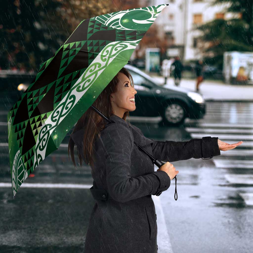 Matariki New Zealand Umbrella NZ Niho Taniwha Maori New Year Green Galaxy