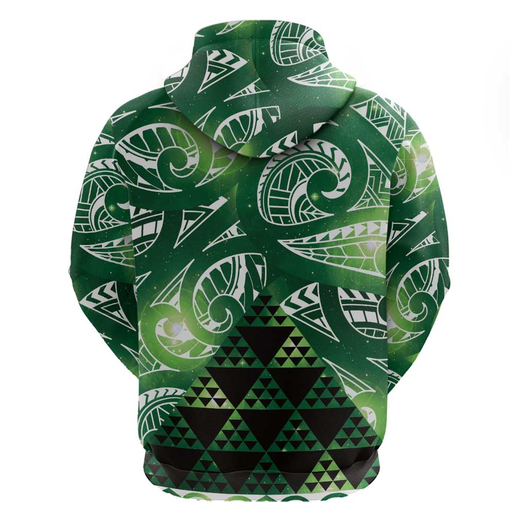 Matariki New Zealand Zip Hoodie NZ Niho Taniwha Maori New Year Green Galaxy