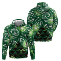 Matariki New Zealand Zip Hoodie NZ Niho Taniwha Maori New Year Green Galaxy