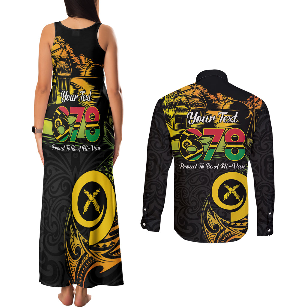 Personalised Vanuatu 678 Couples Matching Tank Maxi Dress and Long Sleeve Button Shirt Proud To Be A Ni-Van