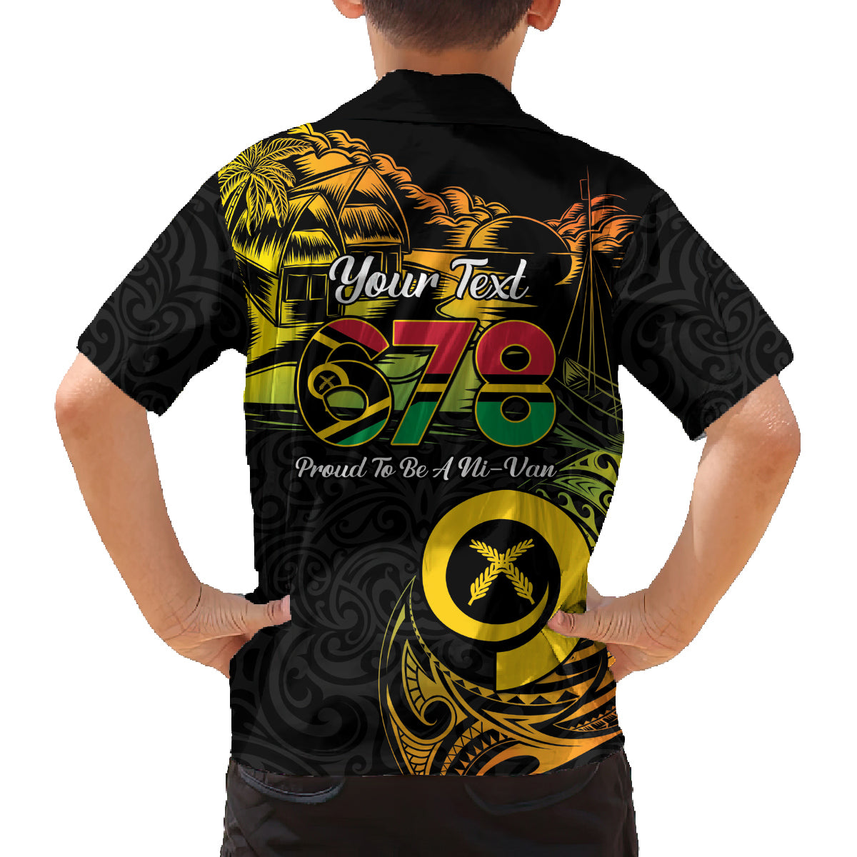 Personalised Vanuatu 678 Family Matching Off Shoulder Short Dress and Hawaiian Shirt Proud To Be A Ni-Van LT14 - Polynesian Pride