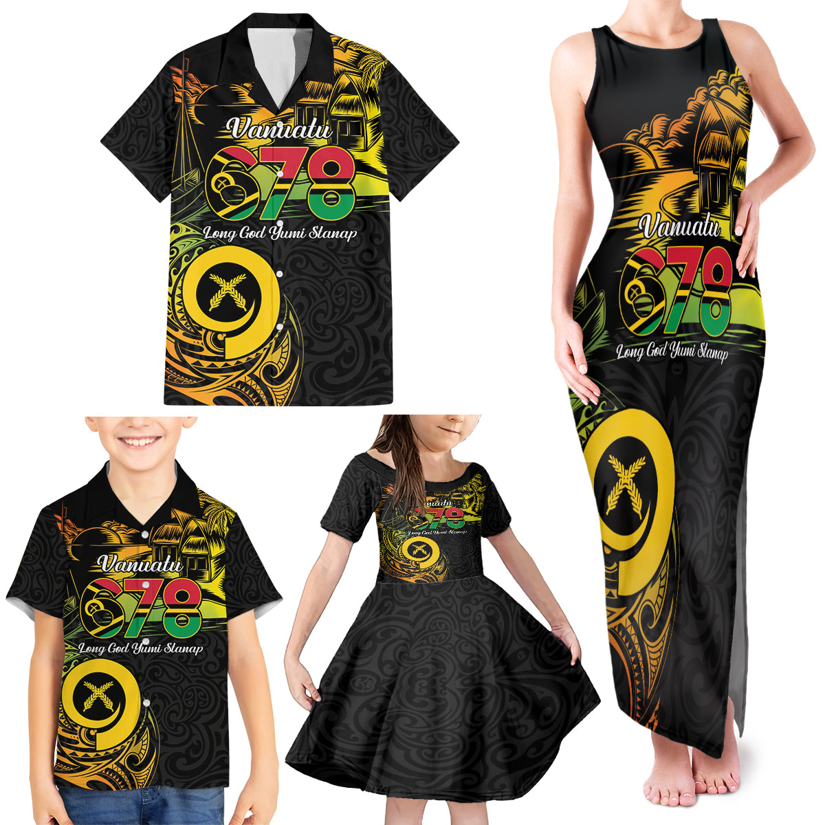 Personalised Vanuatu 678 Family Matching Tank Maxi Dress and Hawaiian Shirt Proud To Be A Ni-Van LT14 - Polynesian Pride