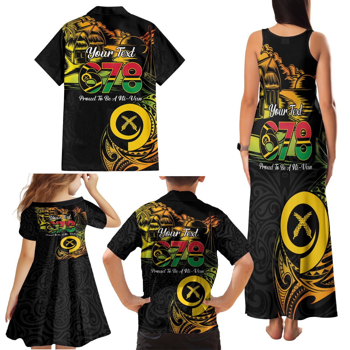 Personalised Vanuatu 678 Family Matching Tank Maxi Dress and Hawaiian Shirt Proud To Be A Ni-Van LT14 - Polynesian Pride