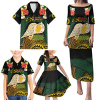 Vanuatu Triton's Trumpet Family Matching Puletasi and Hawaiian Shirt Tropical Flowers Vanuatuan Map LT14 - Polynesian Pride