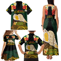 Vanuatu Triton's Trumpet Family Matching Tank Maxi Dress and Hawaiian Shirt Tropical Flowers Vanuatuan Map LT14 - Polynesian Pride