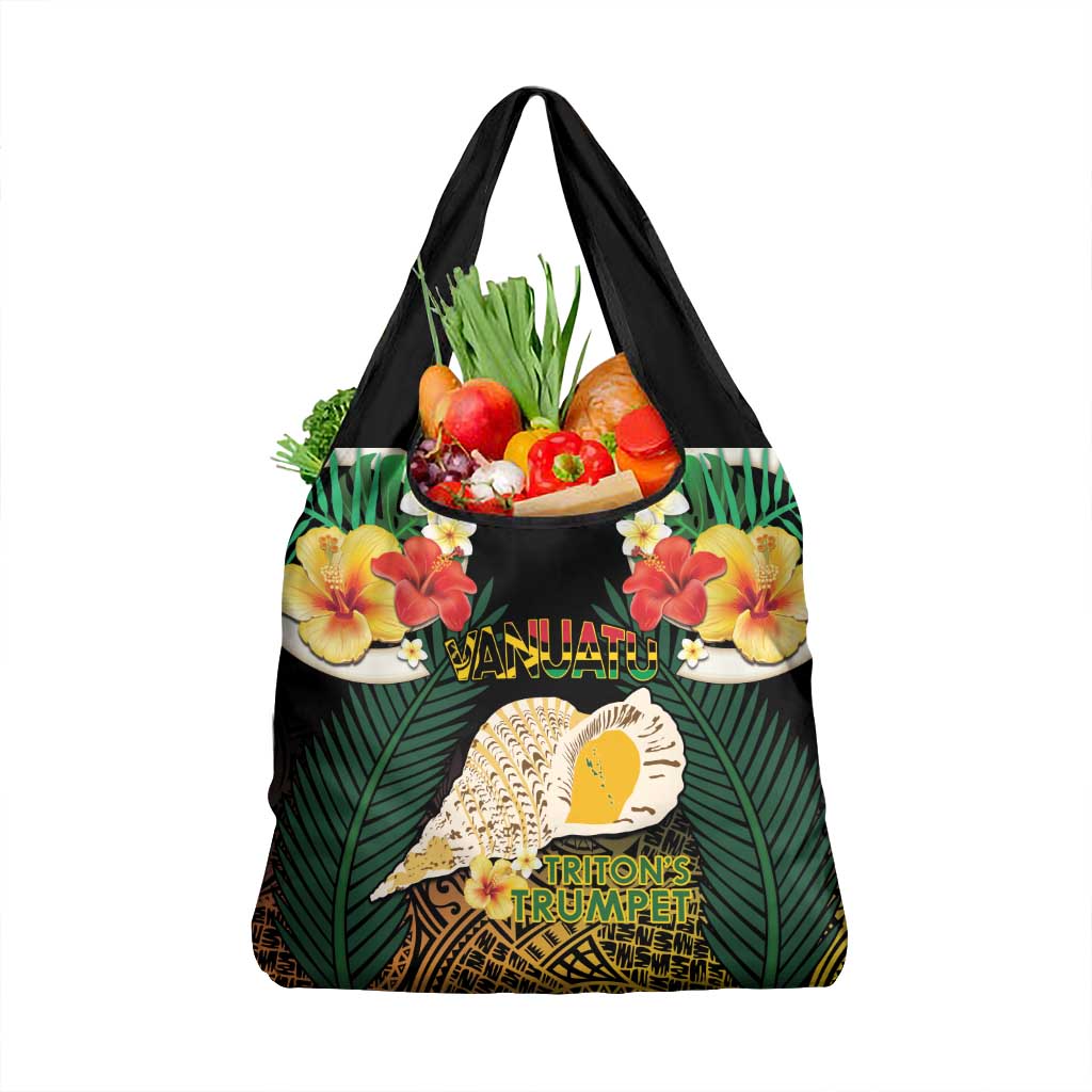 Vanuatu Triton's Trumpet Grocery Bag Tropical Flowers Vanuatuan Map