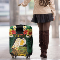 Vanuatu Triton's Trumpet Luggage Cover Tropical Flowers Vanuatuan Map