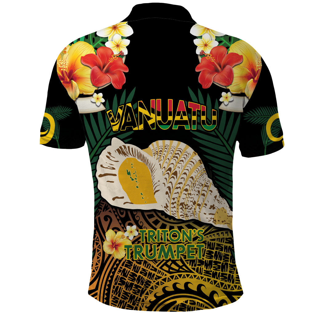 Vanuatu Triton's Trumpet Polo Shirt Tropical Flowers Vanuatuan Map LT14 - Polynesian Pride