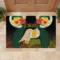 Vanuatu Triton's Trumpet Rubber Doormat Tropical Flowers Vanuatuan Map