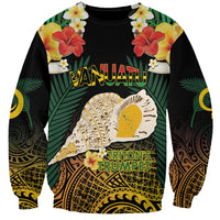 Vanuatu Triton's Trumpet Sweatshirt Tropical Flowers Vanuatuan Map