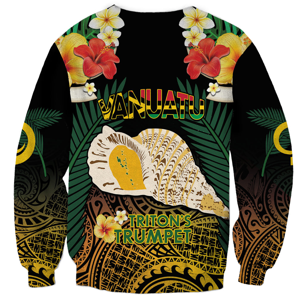 Vanuatu Triton's Trumpet Sweatshirt Tropical Flowers Vanuatuan Map