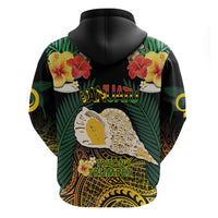 Vanuatu Triton's Trumpet Zip Hoodie Tropical Flowers Vanuatuan Map