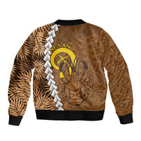 Vanuatu Coconut Crab Bomber Jacket Ni-Van Tropical Leaves With Sand Drawing Art