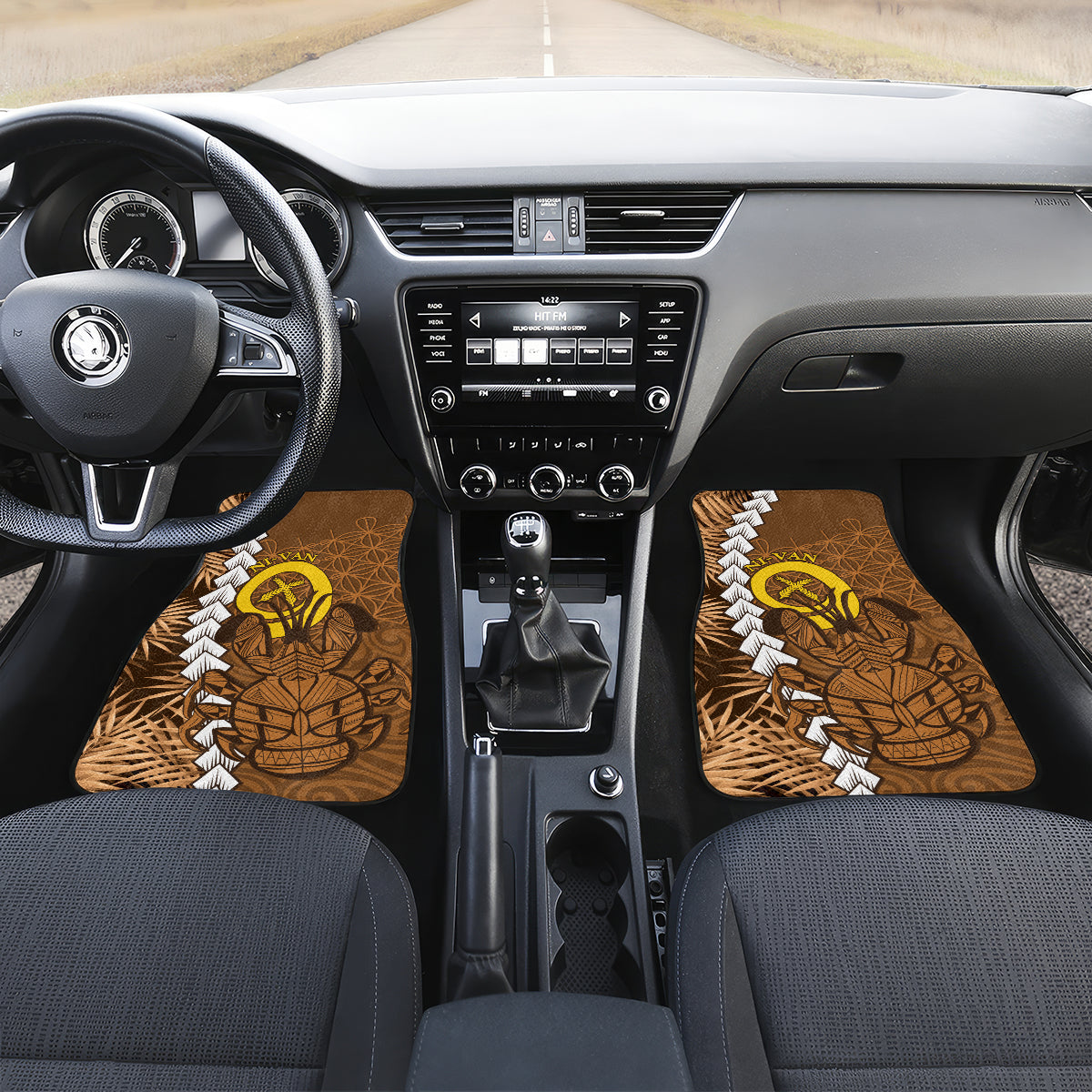 Vanuatu Coconut Crab Car Mats Ni-Van Tropical Leaves With Sand Drawing Art