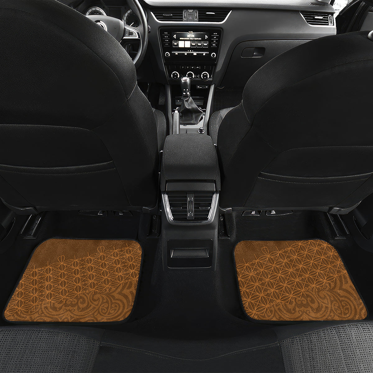 Vanuatu Coconut Crab Car Mats Ni-Van Tropical Leaves With Sand Drawing Art