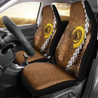 Vanuatu Coconut Crab Car Seat Cover Ni-Van Tropical Leaves With Sand Drawing Art