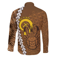 Vanuatu Coconut Crab Family Matching Off Shoulder Short Dress and Hawaiian Shirt Ni-Van Tropical Leaves With Sand Drawing Art LT14 - Polynesian Pride