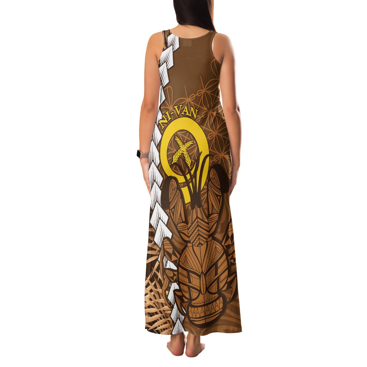 Vanuatu Coconut Crab Family Matching Tank Maxi Dress and Hawaiian Shirt Ni-Van Tropical Leaves With Sand Drawing Art LT14 - Polynesian Pride