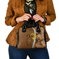Vanuatu Coconut Crab Shoulder Handbag Ni-Van Tropical Leaves With Sand Drawing Art