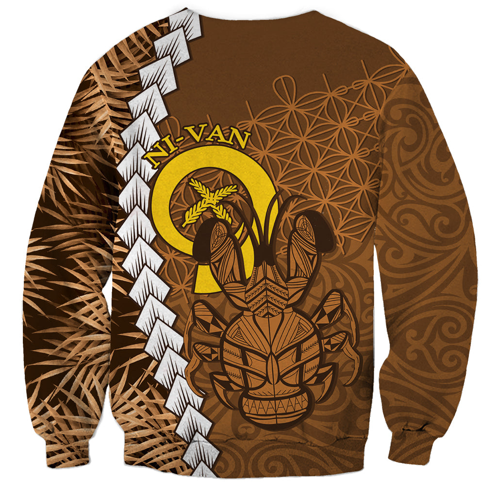Vanuatu Coconut Crab Sweatshirt Ni-Van Tropical Leaves With Sand Drawing Art