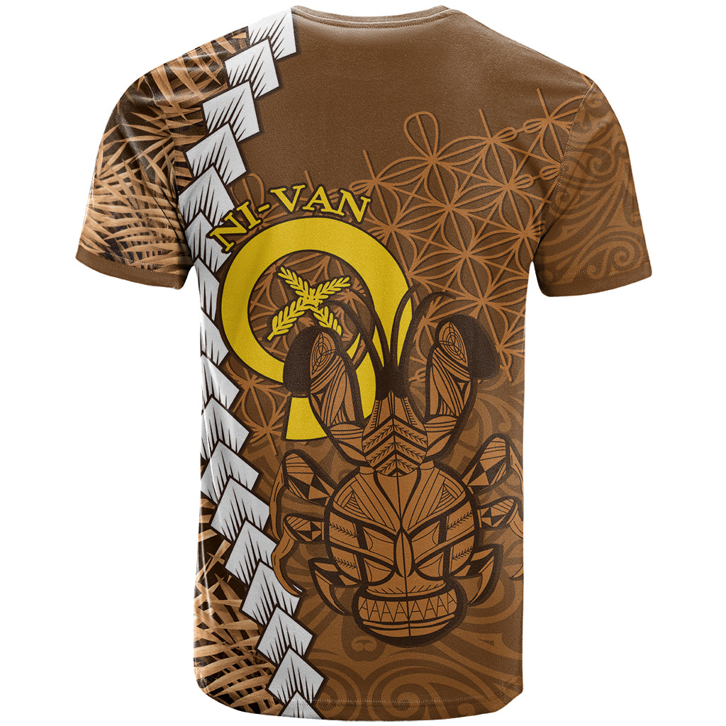 Vanuatu Coconut Crab T Shirt Ni-Van Tropical Leaves With Sand Drawing Art