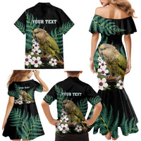Personalised New Zealand Kakapo Family Matching Mermaid Dress and Hawaiian Shirt Aotearoa Fern With Manuka LT14 - Polynesian Pride