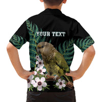 Personalised New Zealand Kakapo Family Matching Off Shoulder Short Dress and Hawaiian Shirt Aotearoa Fern With Manuka LT14 - Polynesian Pride