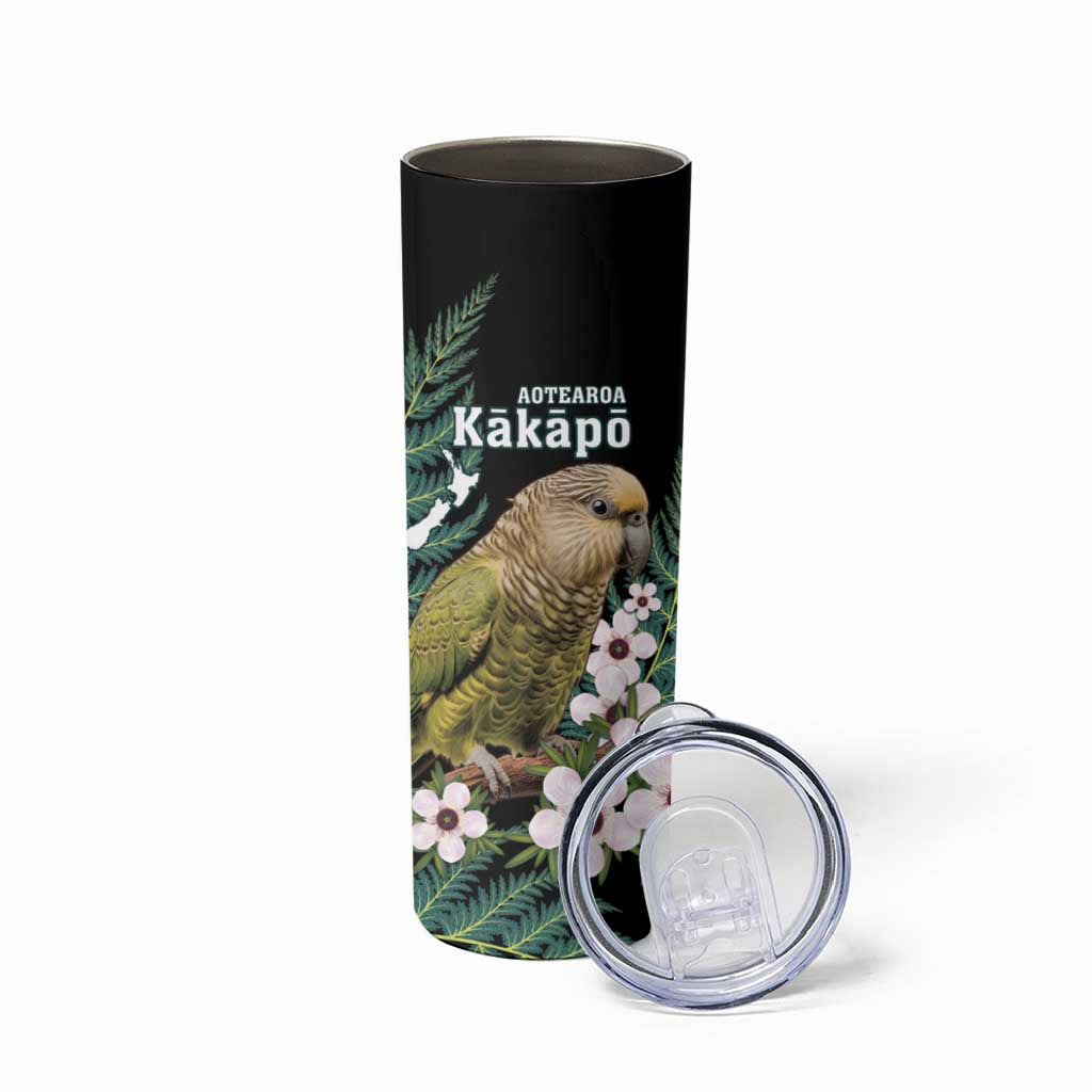 Personalised New Zealand Kakapo Skinny Tumbler Aotearoa Fern With Manuka LT14 - Polynesian Pride